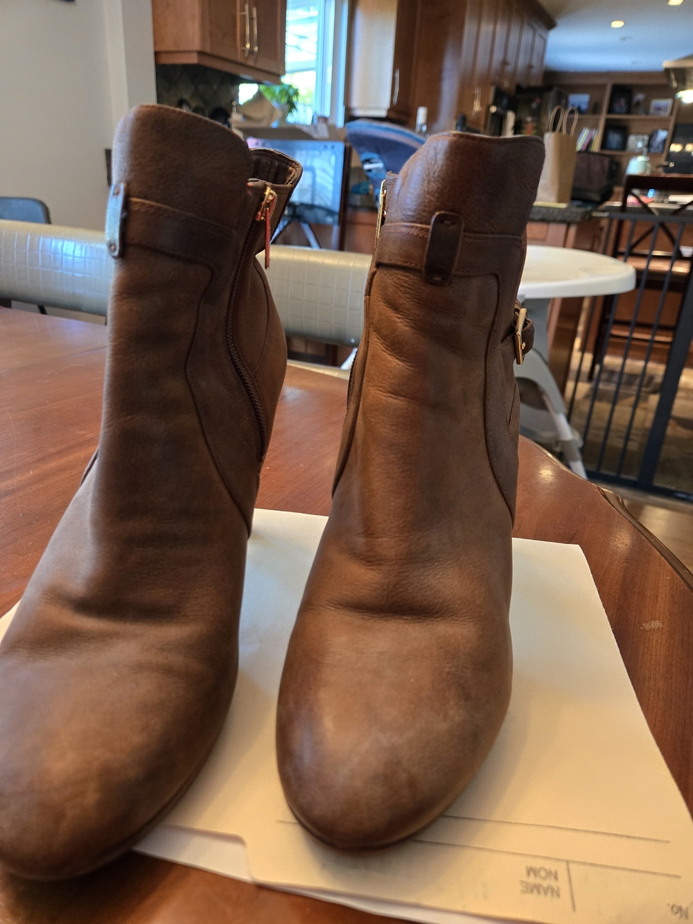 Rockport Brown Leather Ankle Booties with Side Buckle